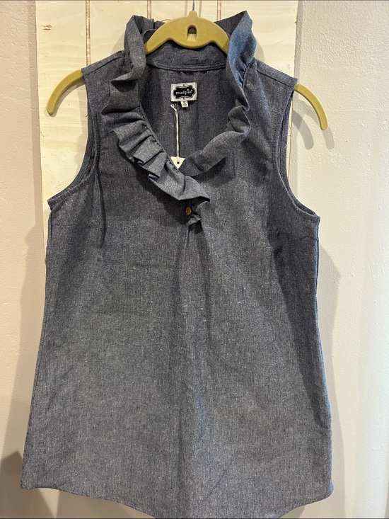 Mud Pie Tops - Mud Pie Chambray Sleeveless Tunic - Light Blue